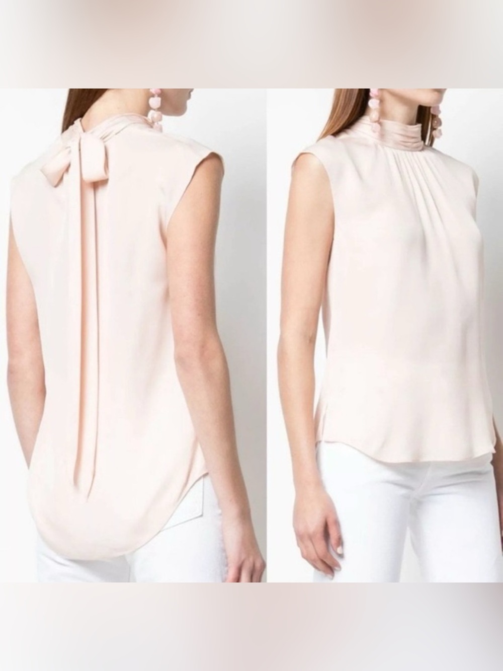 Veronica Beard Blush 100% Silk Tristen Blouse Size 0